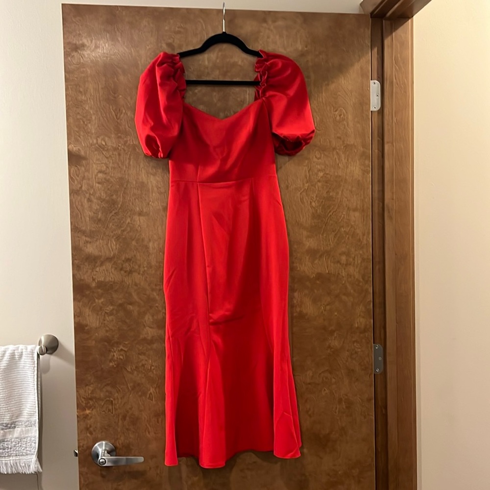 Red midi dress
